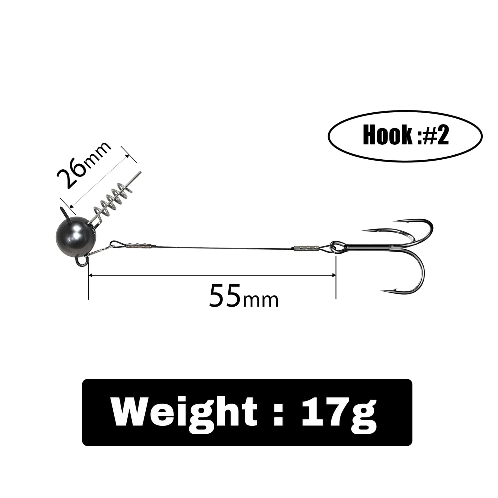 Jig Head Screwball com Anzol Triplo para Isca Artificial de Robalo