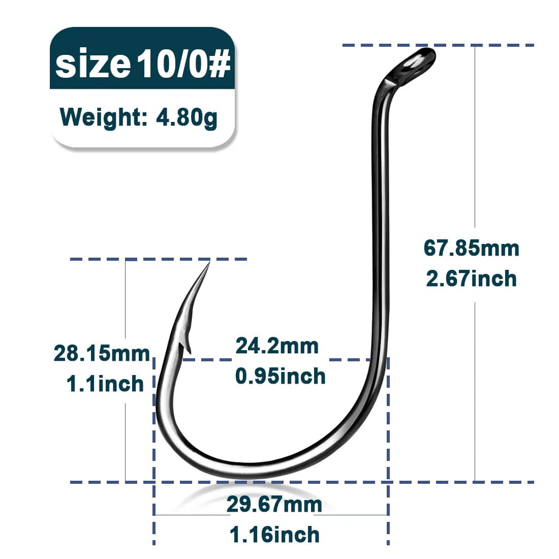 Anzóis Offset Polvo com Suporte para Isca, 50-100 Pcs