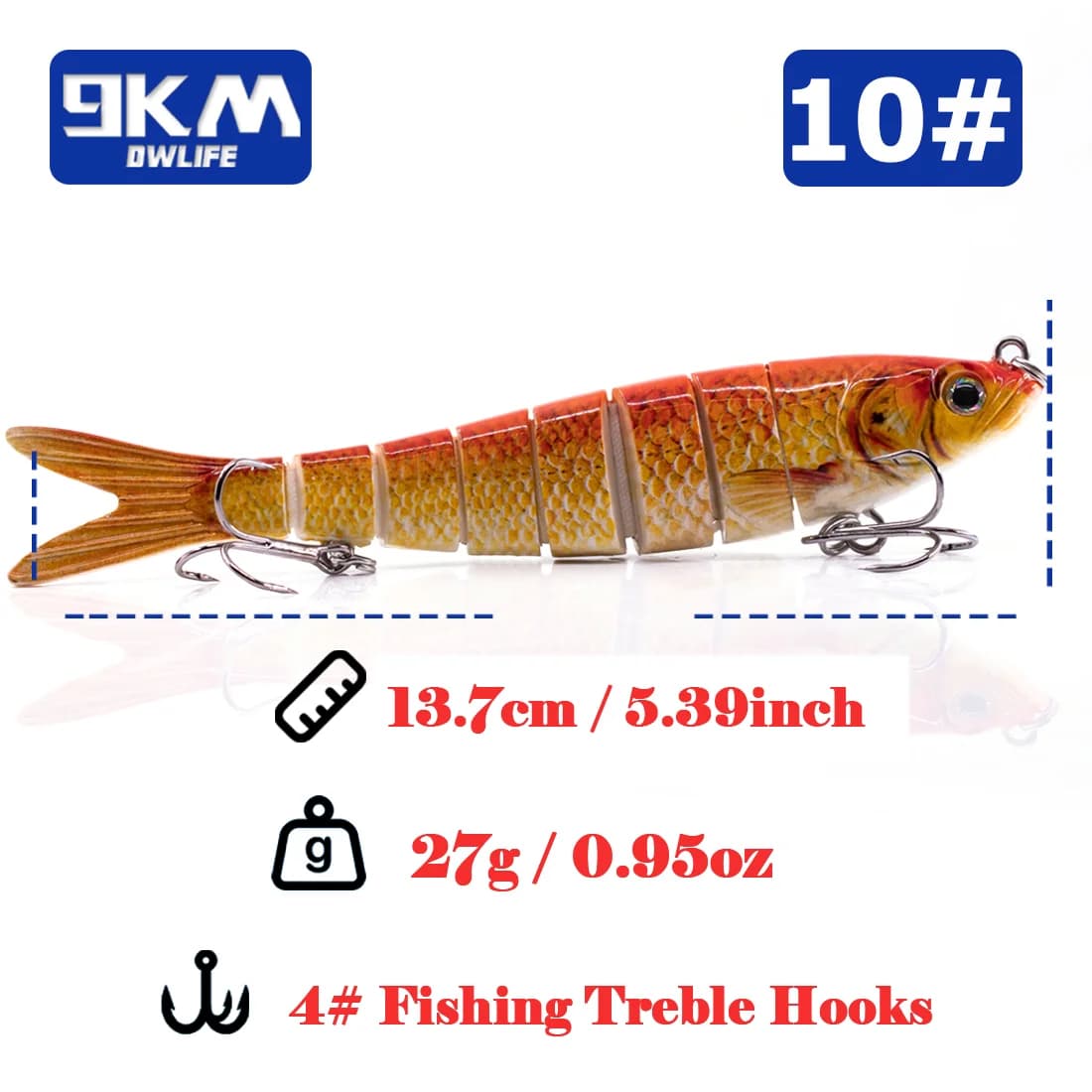 Isca Swimbait Multi-Articulada de Afundamento Lento 27g