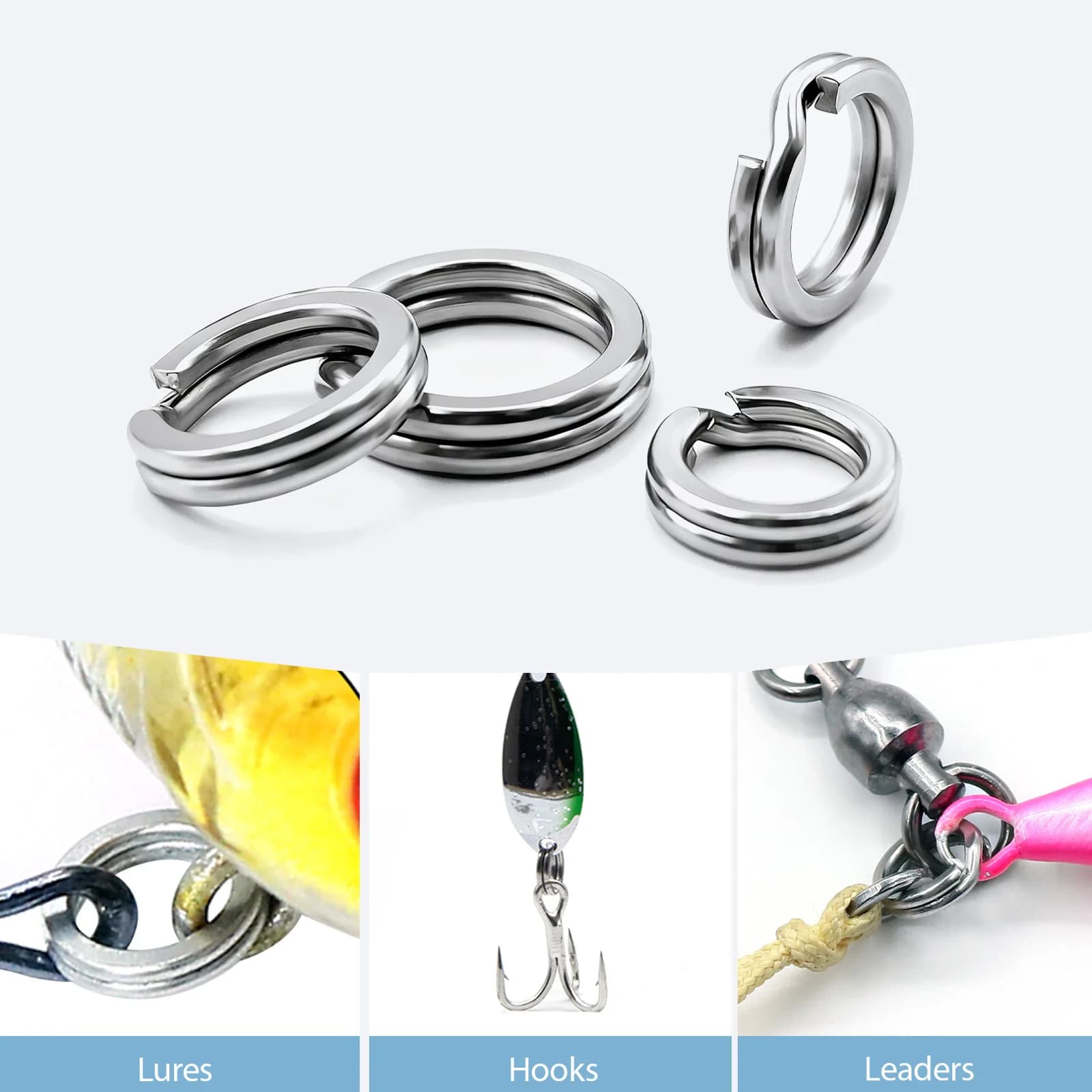 Kit de Argolas Abertas Achatadas em Aço Inoxidável, Pacote de 100-250