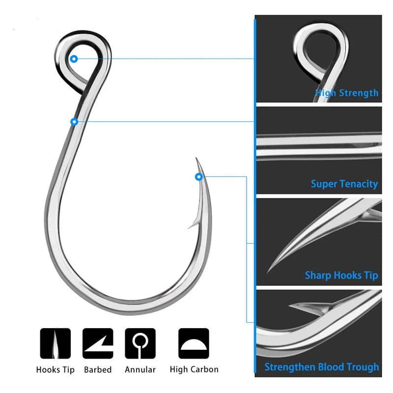 Anzóis Jigging Inline Farpa para Carpa e Água Salgada