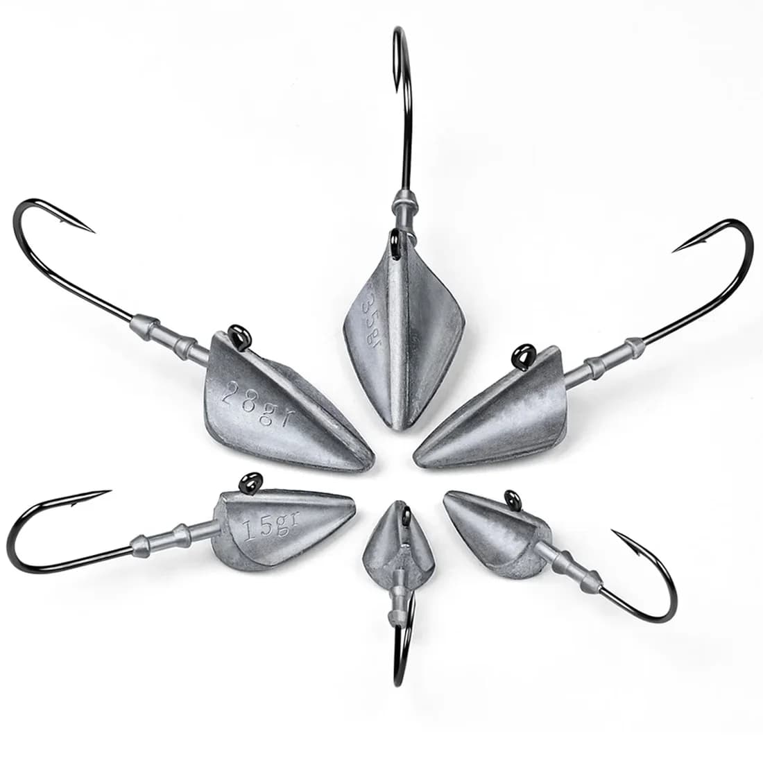 Cabeça Jig Triangular com Gancho Longo, 7g-33g, 5 Pcs