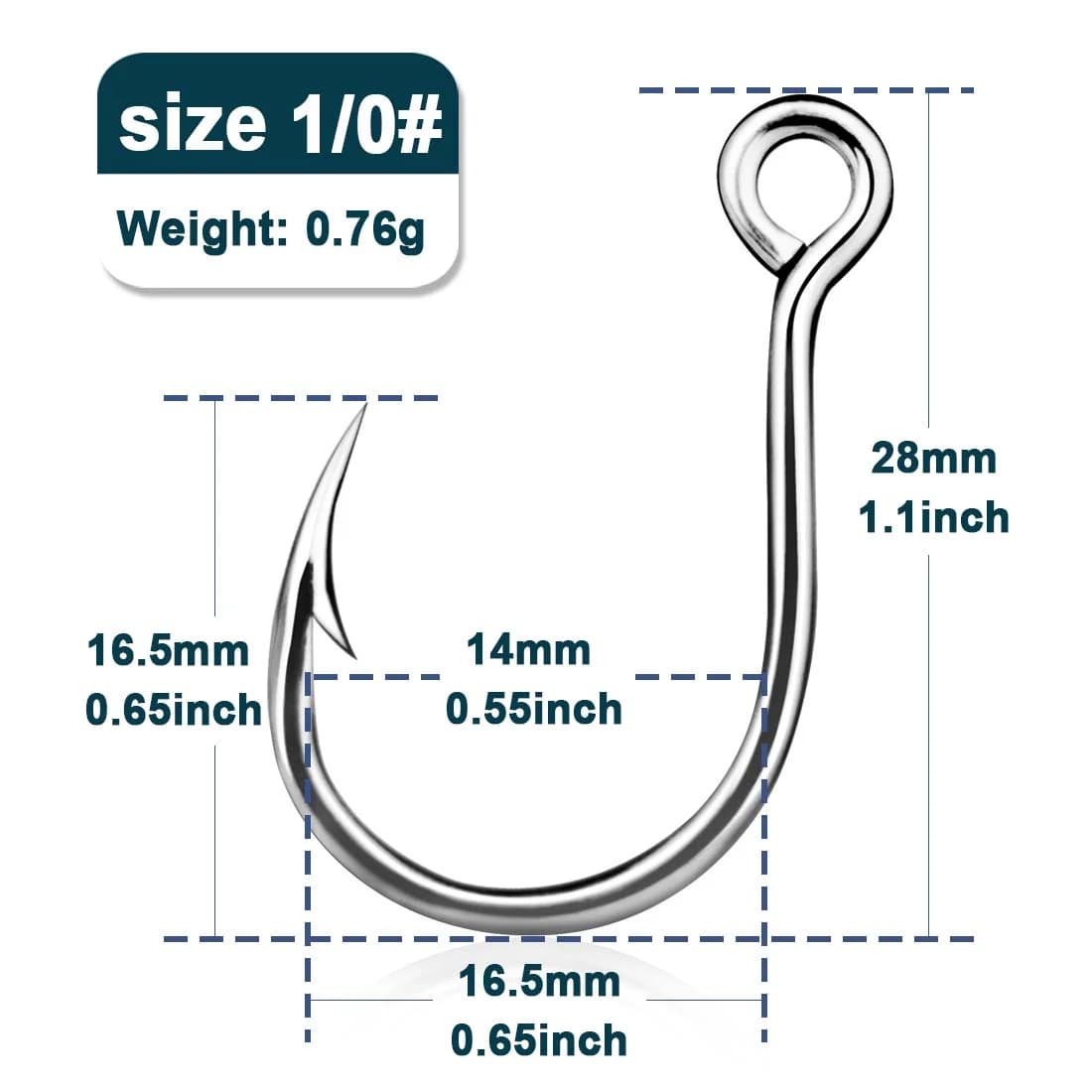Anzóis Jigging Inline para Carpa, Aço Carbono Alto, 25 Pcs