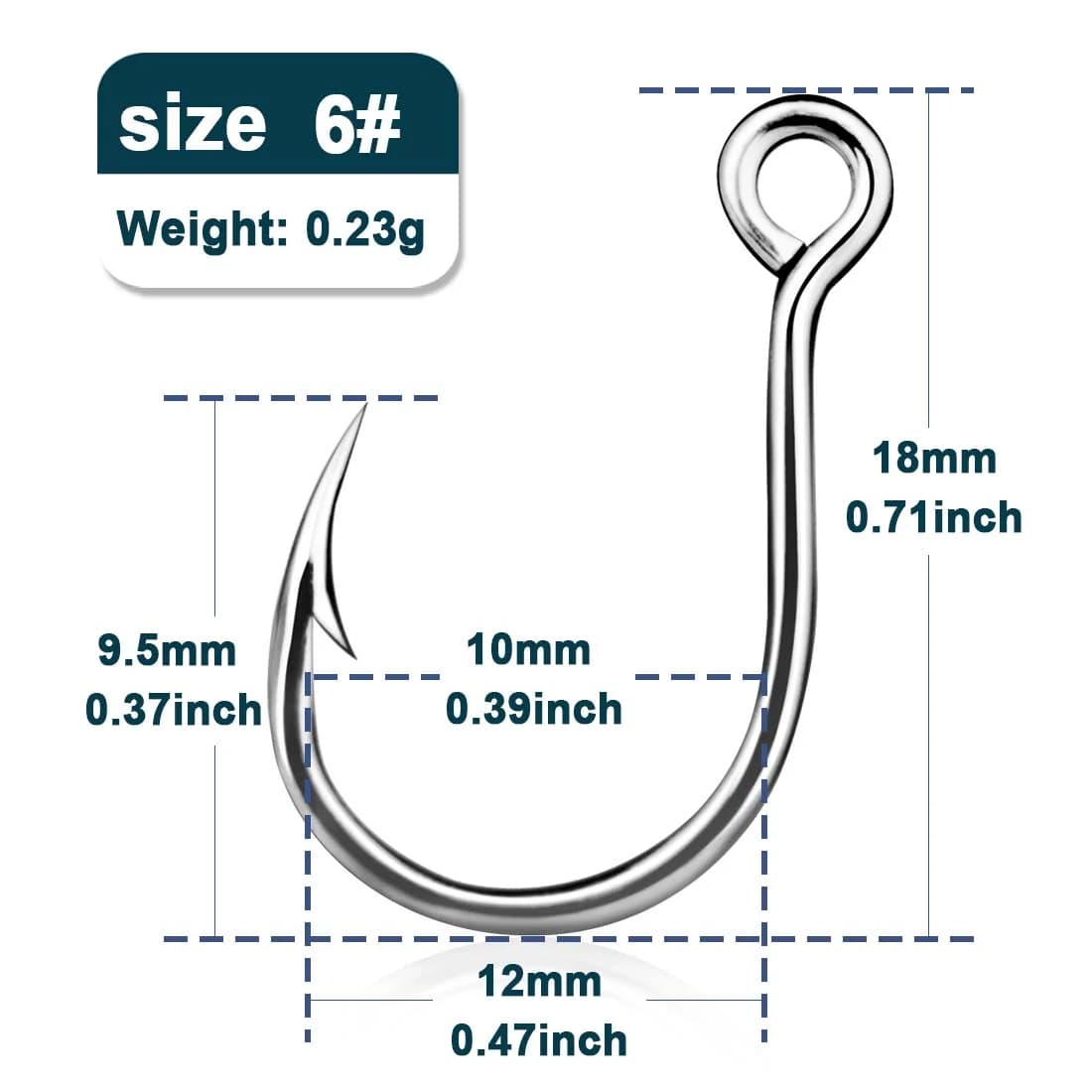 Anzóis Jigging Inline para Carpa, Aço Carbono Alto, 25 Pcs