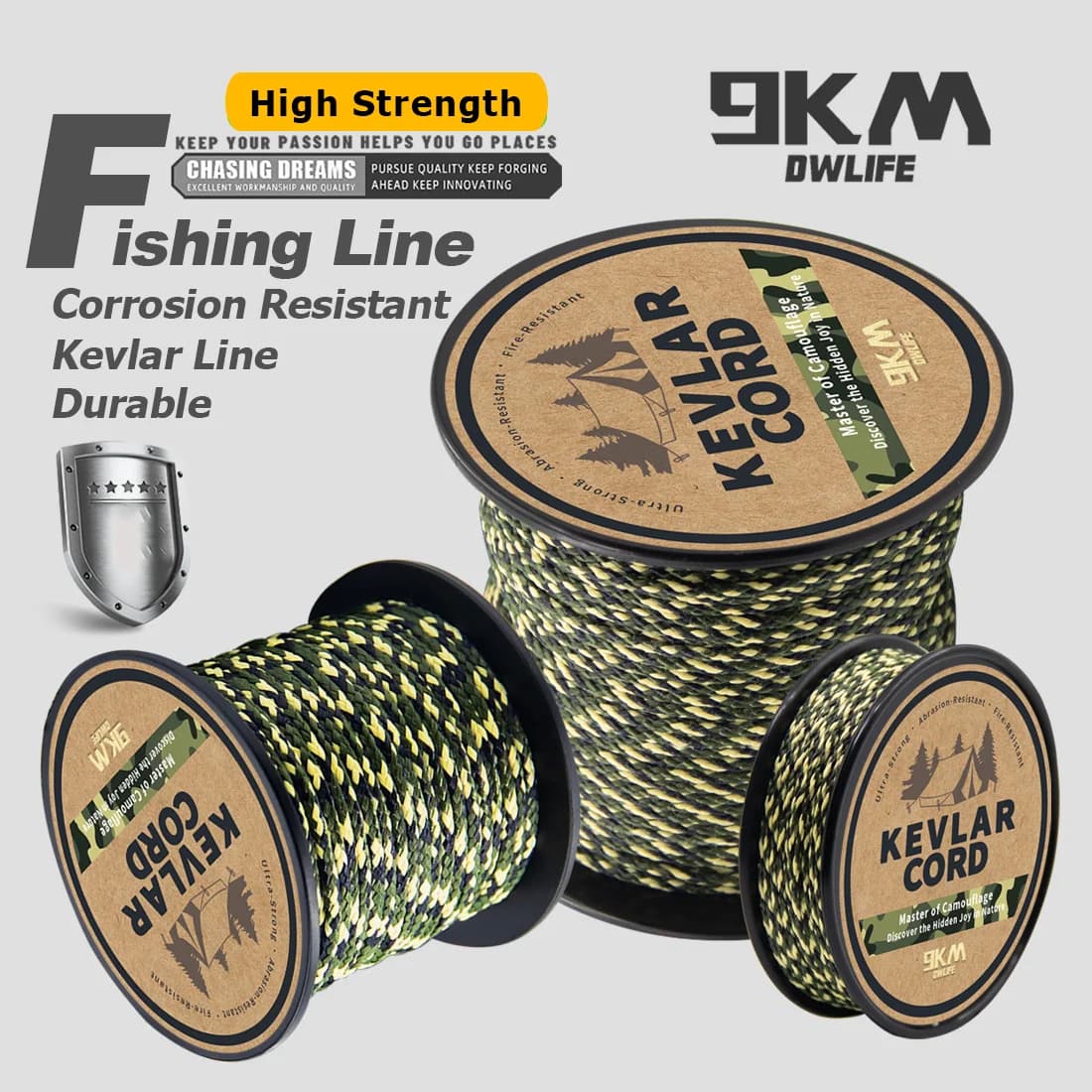 Cordão Trançado de Kevlar de Alta Resistência para Linhas de Pesca