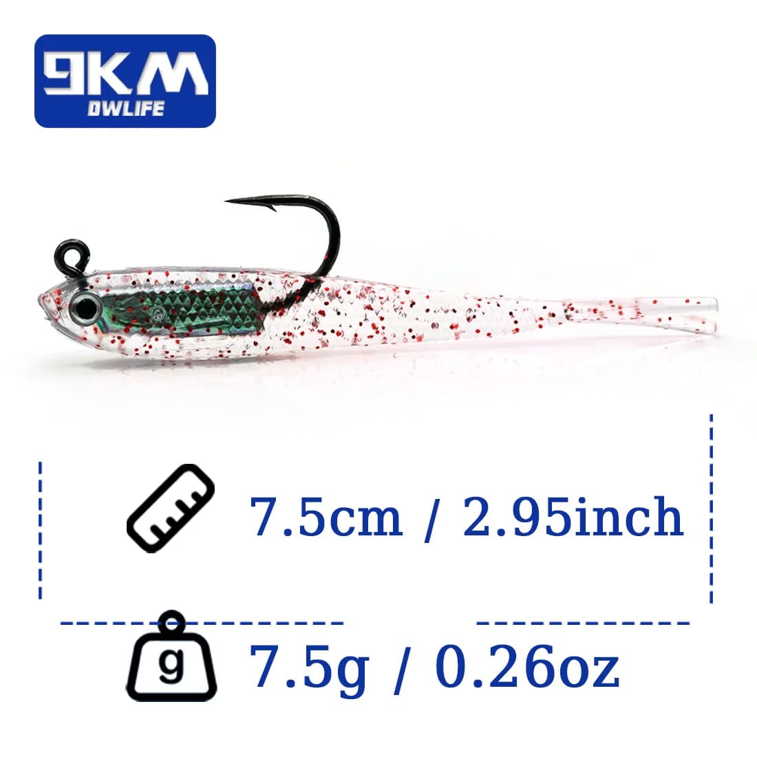 Isca Swimbait Macia com Cabeça Jig, Pacote de 5