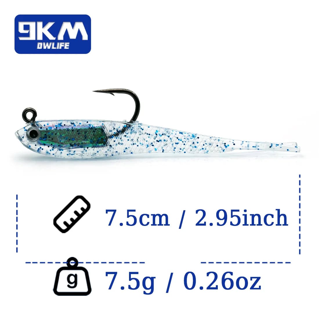 Isca Swimbait Macia com Cabeça Jig, Pacote de 5