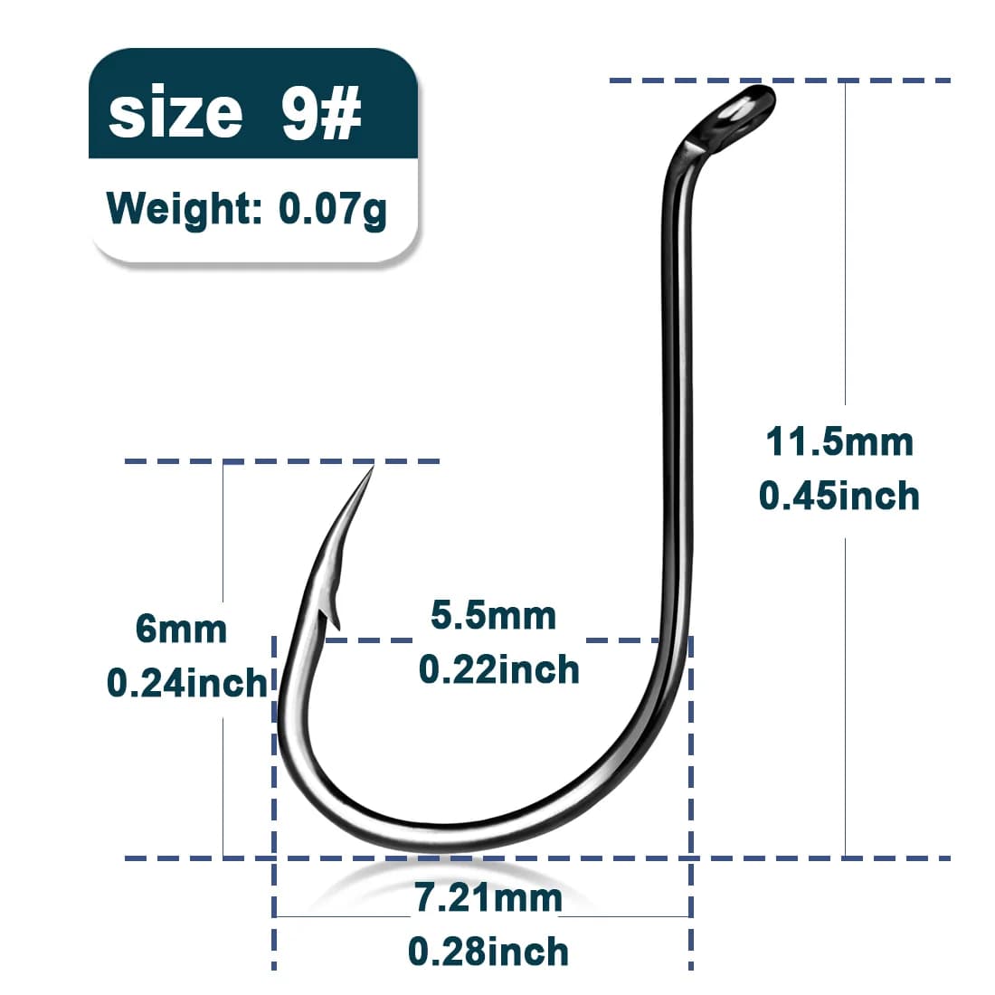 Anzóis Offset Polvo com Suporte para Isca, 50-100 Pcs