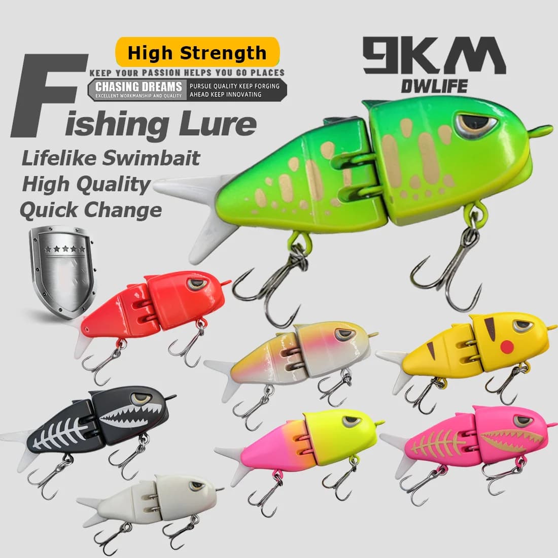 Isca Artificial Mini VIB Swimbait Afundamento Lento com Olhos 3D