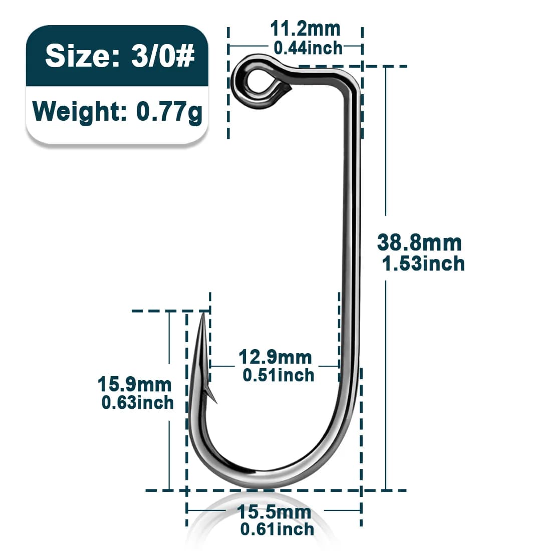 Anzóis Jig com Haste Longa 90 Graus, 50-200 Pcs