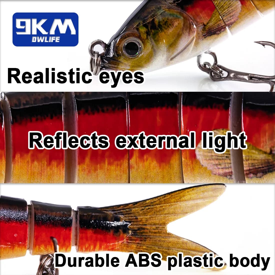 Isca Swimbait Multi-Articulada de Afundamento Lento 27g