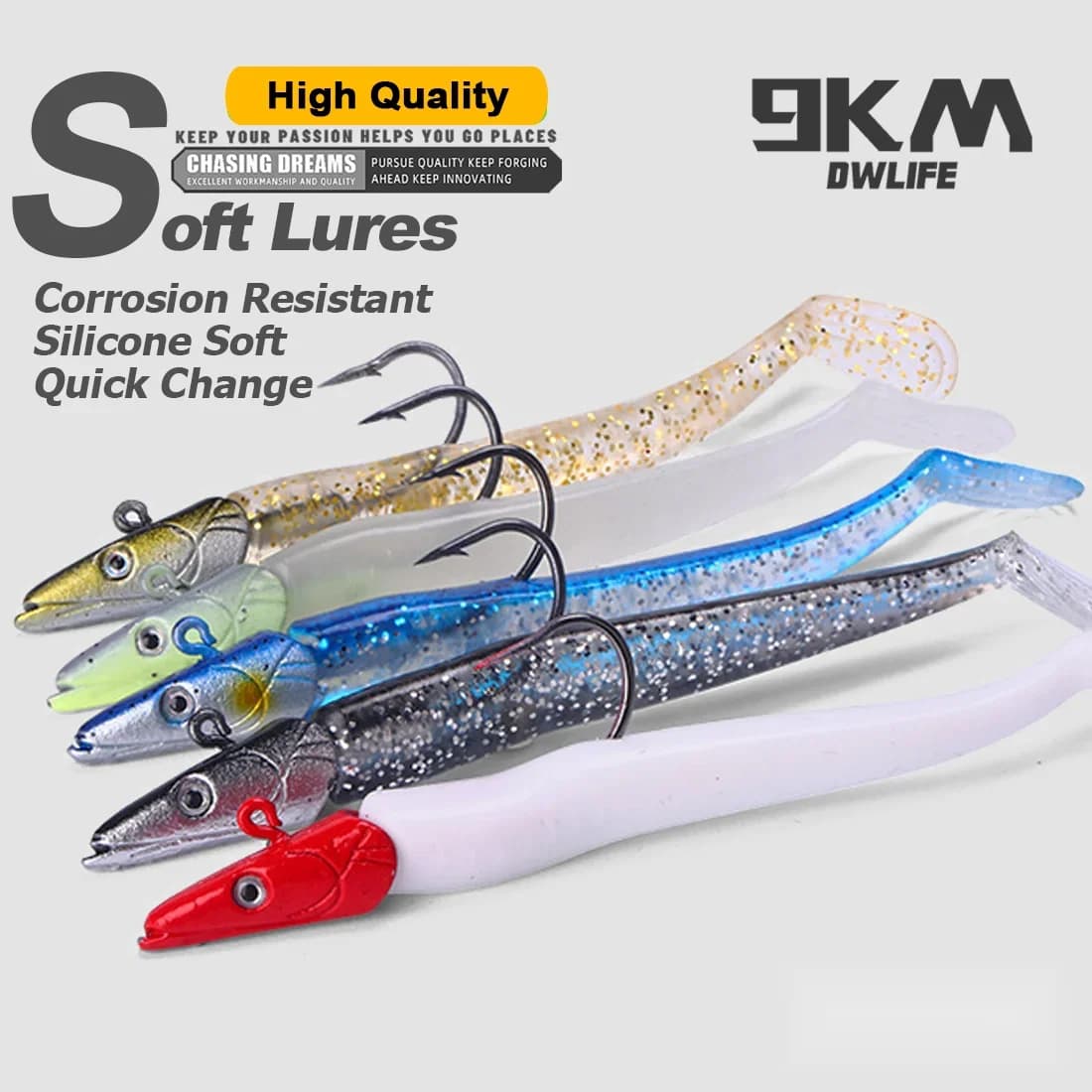 Iscas Macias Swimbaits com Cabeça de Jig e Anzol, 1-5 Peças, 12.5cm
